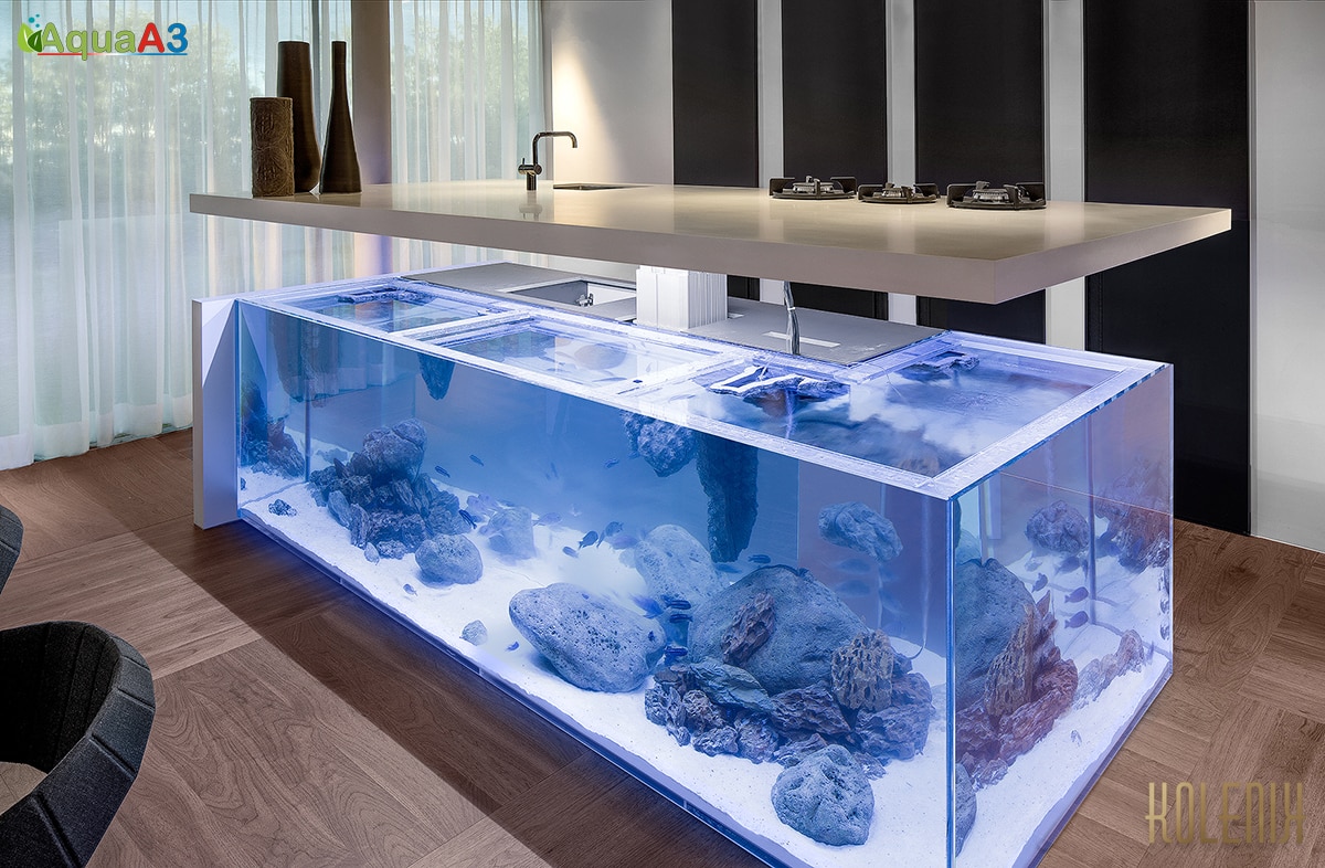 aquarium island kitchen with sink
